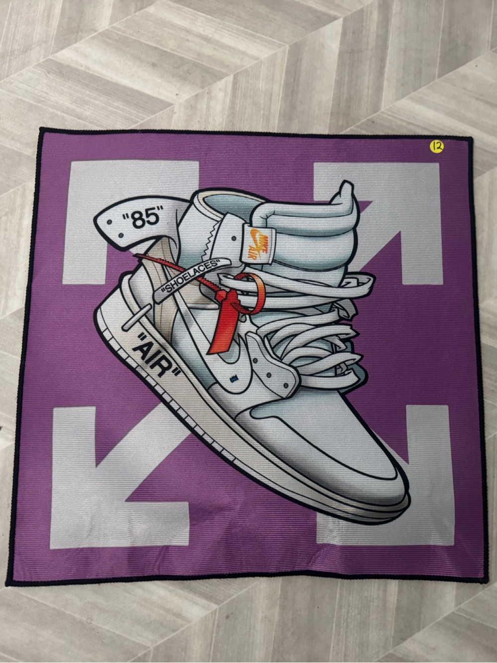 CUSTOM MADE Graphic Sneaker Bandana Scarf in Purple and White RUG/WALL DECOR